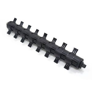 Black plastic manifold with multiple outlet ports