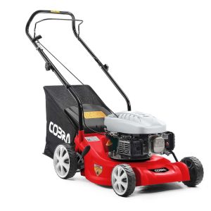 Cobra petrol push lawn mower with grass collection bag