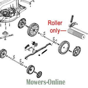 Lawn mower roller and wheel assembly diagram