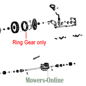 Ring gear and mower gearbox components diagram