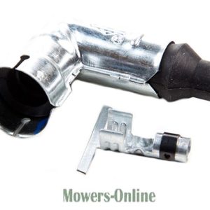 Lawn mower engine spark plug connector assembly