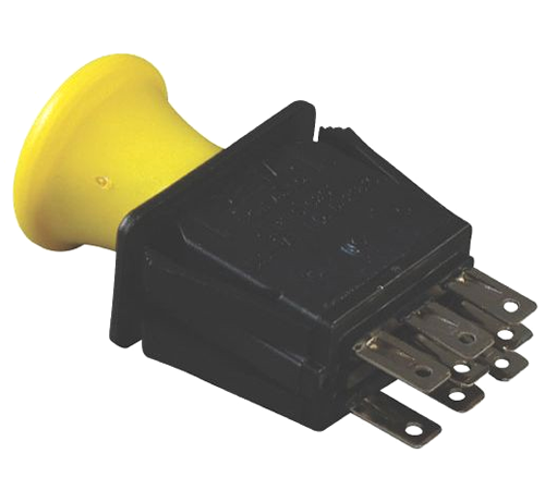 vacqohetxoq.png - Mowers Online Yellow push-button electrical ignition switch with terminals