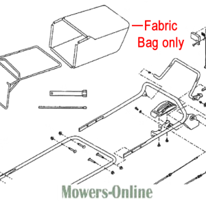 Lawn mower fabric bag and chassis parts diagram