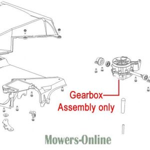Gearbox assembly parts diagram for lawn mower