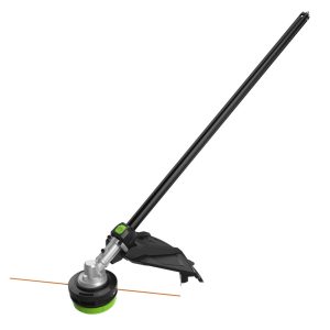 String trimmer with curved shaft and grass cutting head