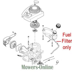 Lawn mower engine fuel filter parts diagram