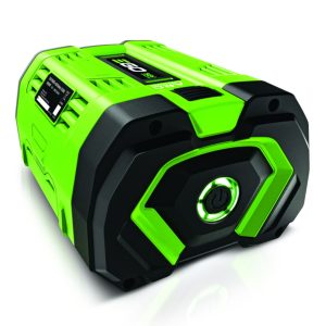 Compact portable power station with green and black casing