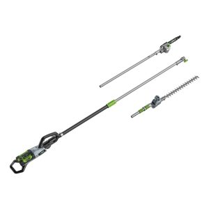 Cordless pole hedge trimmer with attachments
