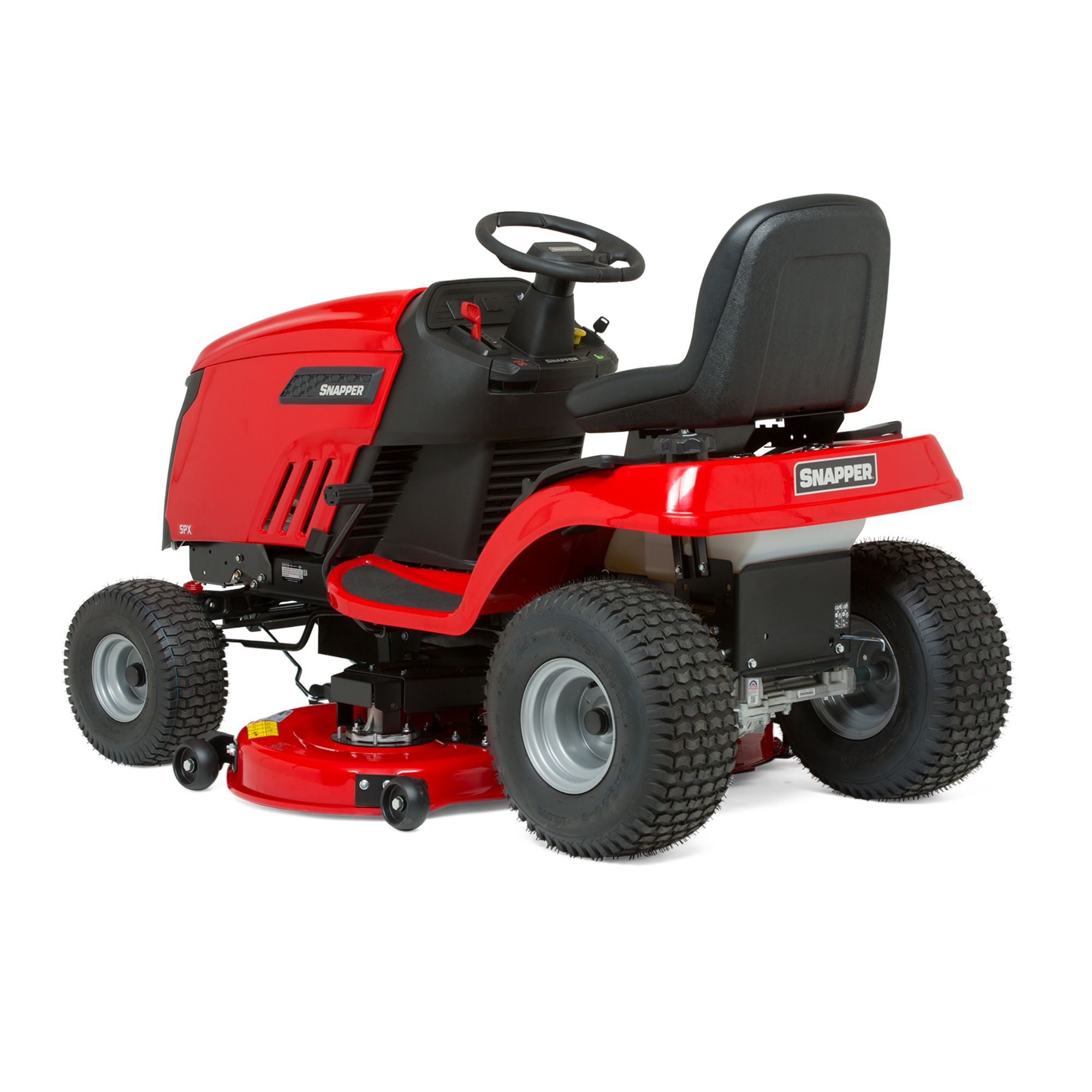 wk2tkurimuy.jpg - Mowers Online Red riding lawn mower with black seat