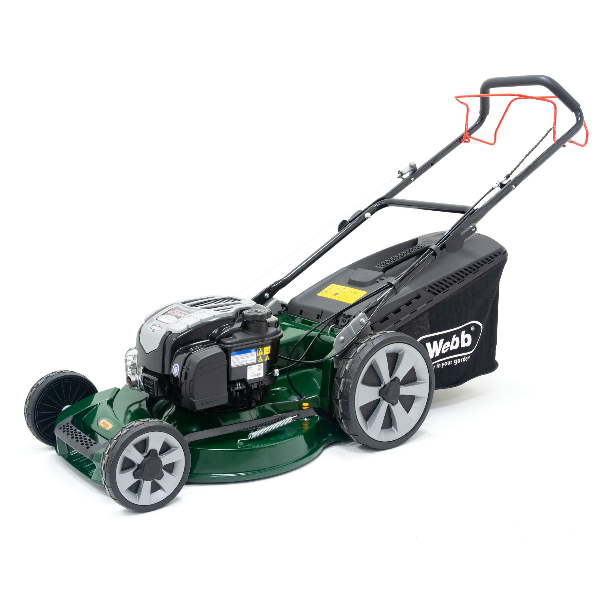 wnoyw0poxjb.jpg - Mowers Online Petrol self-propelled lawn mower with grass collection box.