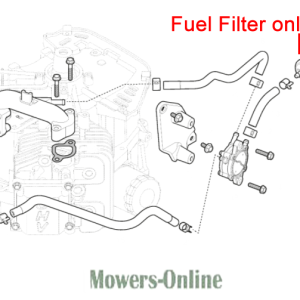 Fuel filter assembly diagram for lawn mower engine
