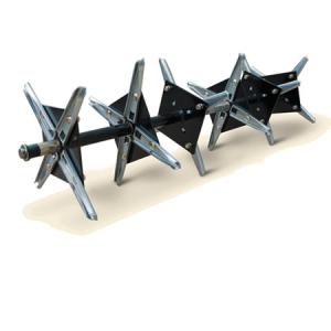 Four-wheel lawn aerator with star-shaped tines