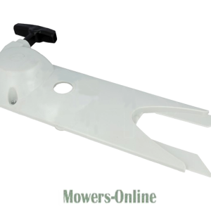 Lawn mower discharge chute with pull handle