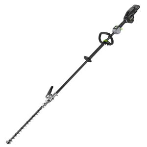 Cordless pole hedge trimmer with adjustable head