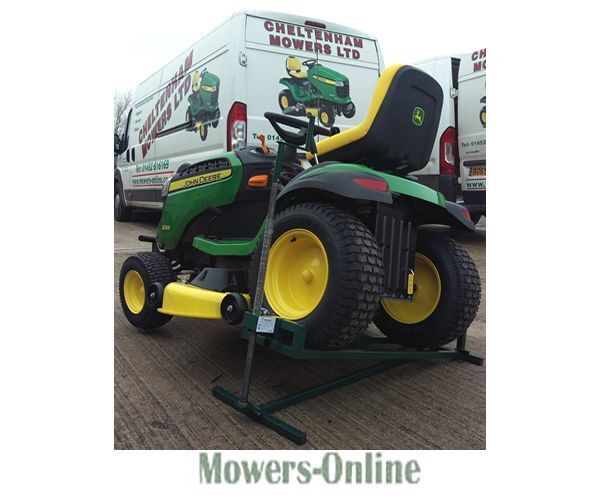 P - Mowers Online John Deere lawn tractor on display trailer