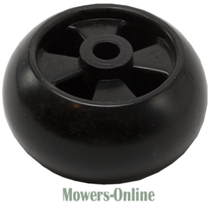 Black rubber mower wheel with center hub