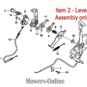 Lever assembly parts diagram with numbered components