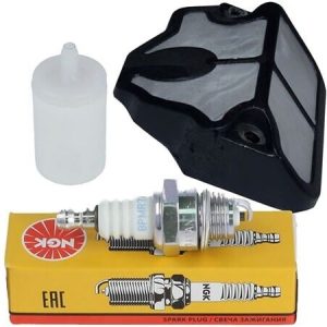 Spark plug kit with mesh bag and bottle