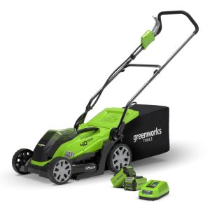 Greenworks cordless electric lawn mower with battery
