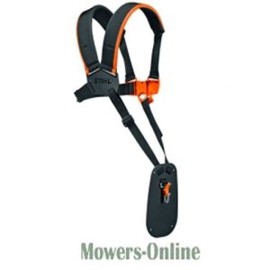 Shoulder harness with orange and black straps