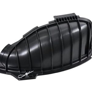 Black plastic lawn mower mulch cover