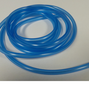 Blue vinyl tubing coil with straight end