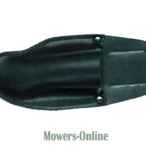 Black leather tool belt pouch with snap closure
