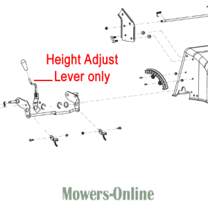 Height adjust lever parts diagram for mower