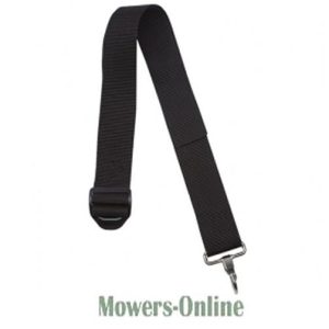 Black shoulder strap with metal attachment clip