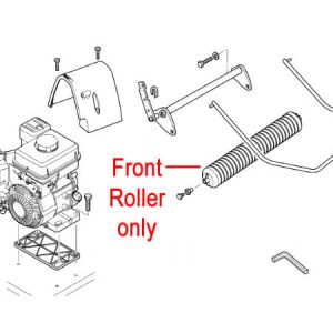 Front roller assembly for plate compactor