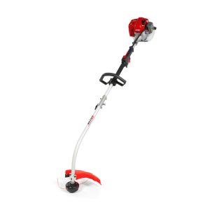 Gas-powered string trimmer with curved shaft