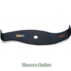 Curved lawn mower blade with mounting hole