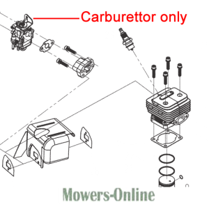 Small engine carburetor and cylinder head parts diagram