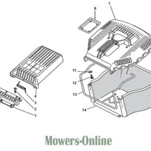 Lawn mower deck parts diagram and components