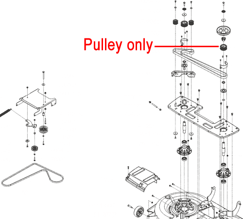 zoj5obnwyrr.png - Mowers Online Pulley assembly diagram with exploded parts view