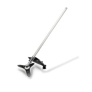 String trimmer with curved cutting head