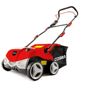 Cobra red and black electric lawn mower