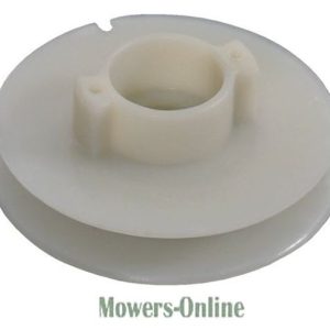 Plastic pulley for lawn mower deck